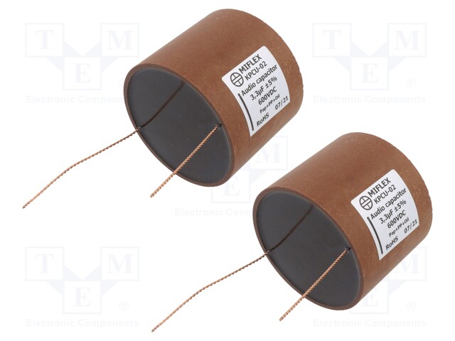 Capacitor: copper-polypropylene-paper; 3.3uF; 600VDC; ±5%; 0.0035