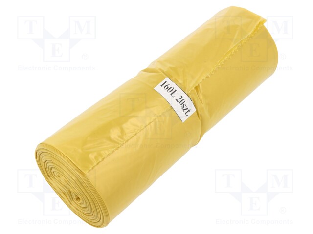 Trash bags; 20pcs; LDPE; Colour: yellow; 160l