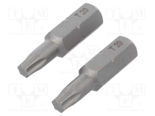 Screwdriver bit; Torx®; TX20; Overall len: 25mm; 2pcs.