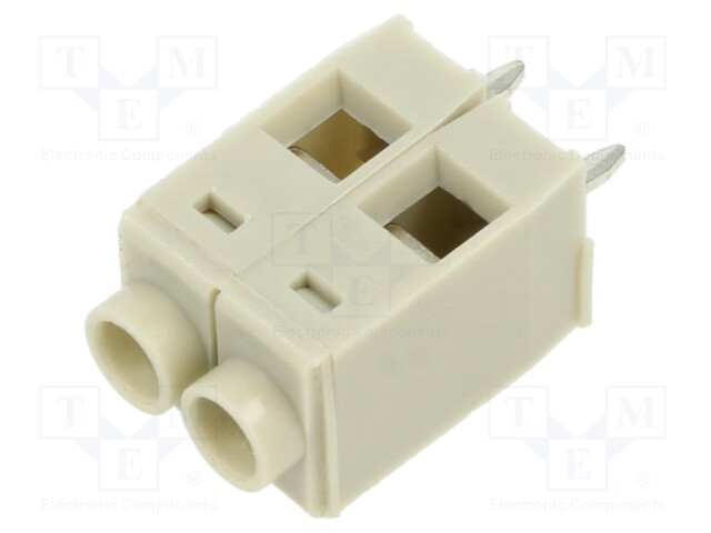 PCB terminal block; angled 90°; 5mm; ways: 2; on PCBs; terminal