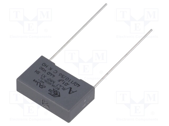 Capacitor: polypropylene; X1; 10nF; 440VAC; ±10%; THT; Pitch: 15mm