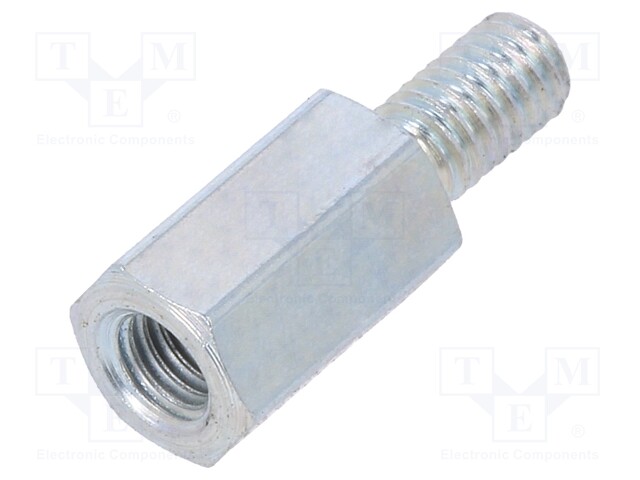 Screwed spacer sleeve; Int.thread: M3; 8mm; Ext.thread: M3; steel