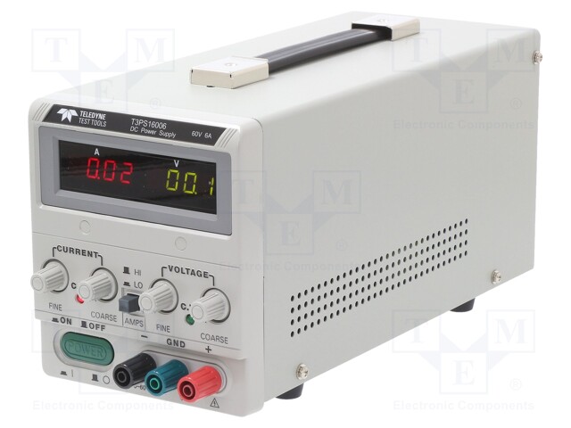 Power supply: laboratory; Channels: 1; 0÷60V; 0÷6A