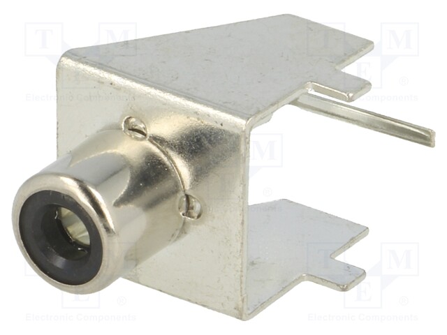 Socket; RCA; female; angled 90°; THT; brass; tinned; on PCBs
