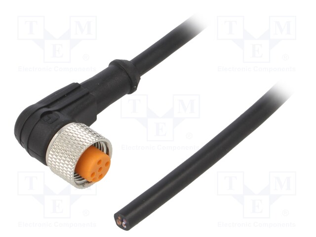 Connection lead; M12; PIN: 4; angled; 10m; plug; 250VAC; 4A; -25÷80°C