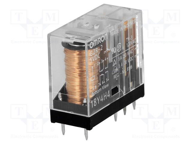 Relay: electromagnetic; DPDT; Ucoil: 5VDC; 5A/250VAC; 5A/30VDC