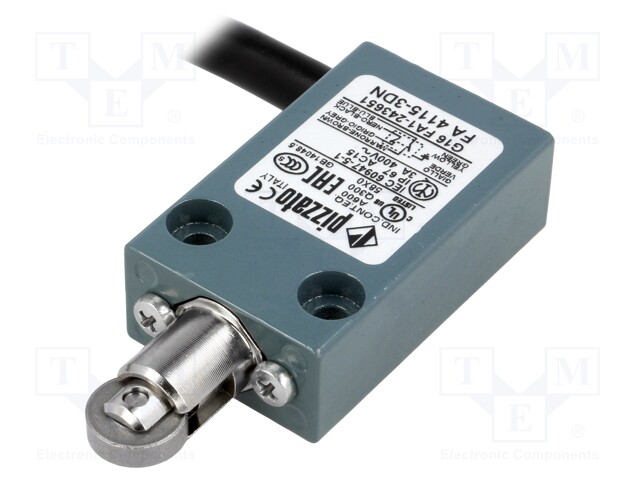 Limit switch; pusher with parallel roller; NO + NC; 10A; lead 3m