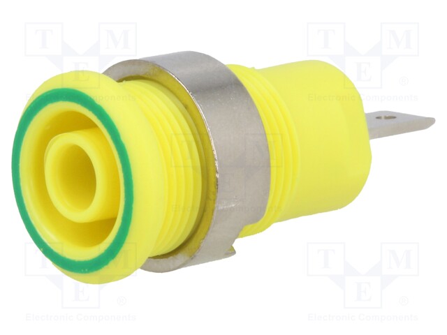 Socket; 4mm banana; 24A; 1kV; Cutout: Ø12.2mm; yellow-green; screw