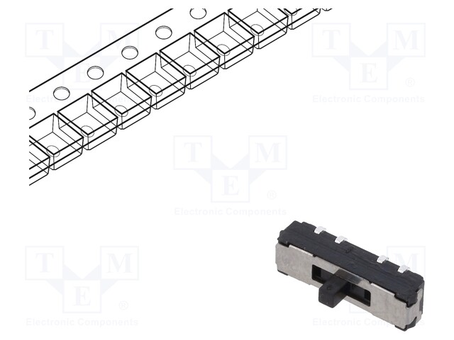 Switch: slide; Pos: 3; DP3T; 0.3A/6VDC; ON-ON-ON; Mounting: SMT