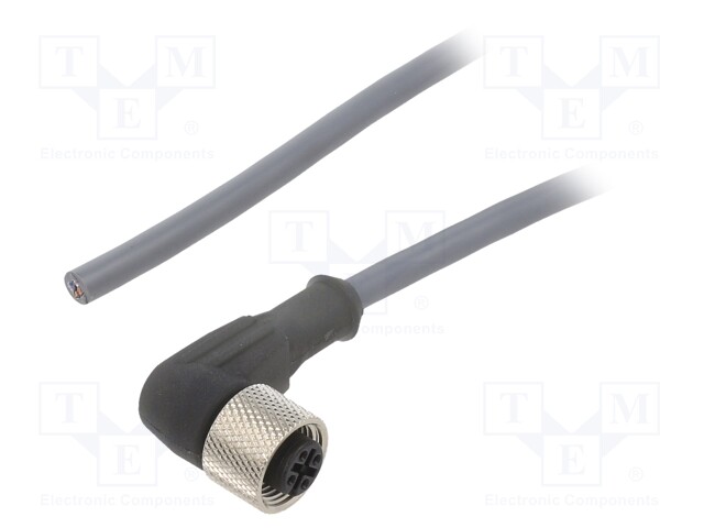 Connection lead; M12; PIN: 4; angled; 10m; plug; 250VAC; 2.2A; IP67