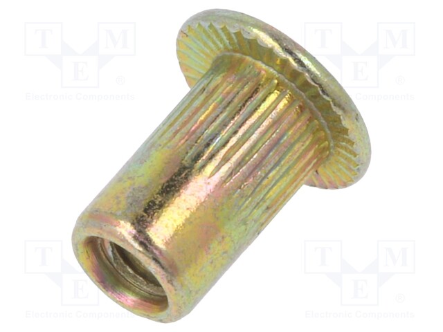 Rivet nuts; M3; steel; Ømount.hole: 4.9mm; L: 9mm; Head: flat; 20pcs.