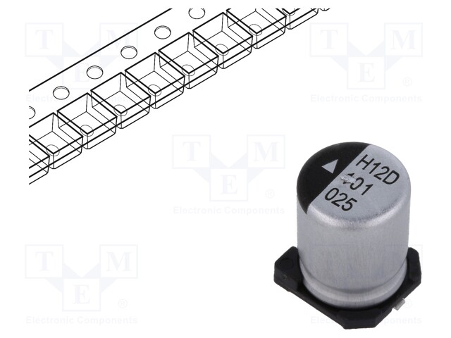 Capacitor: electrolytic; SMD; 100uF; 25VDC; Ø8x10.5mm; 2000h; 220mA