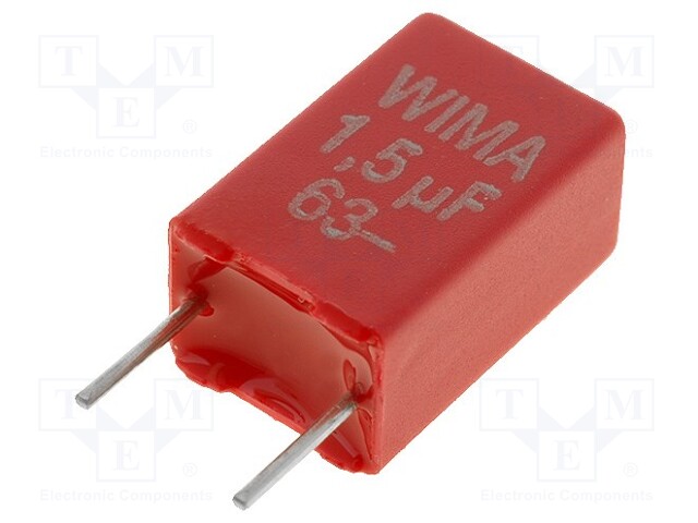 Capacitor: polyester; 1.5uF; 40VAC; 63VDC; Pitch: 5mm; ±10%