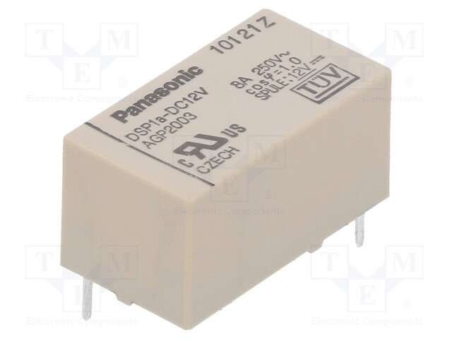 Relay: electromagnetic; SPST-NO; Ucoil: 12VDC; 8A/250VAC; 480Ω