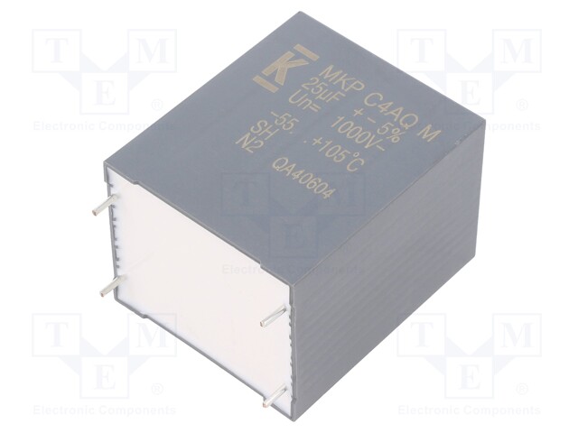 Capacitor: polypropylene; DC-Link; 25uF; ESR: 3.2mΩ; THT; ±5%; 25.5A