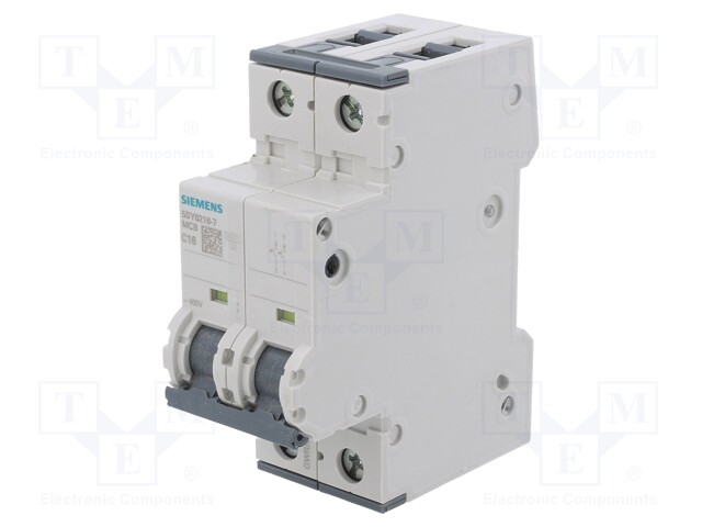 Circuit Breaker, MCB, 5SY6, 2P, 6 kA, 400 V, 16 A