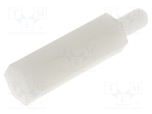 Screwed spacer sleeve; hexagonal; polyamide; M3; M3; 18mm