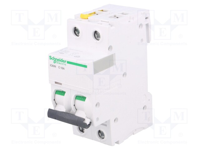 Circuit breaker; 400VAC; Inom: 16A; Poles: 2; DIN; Charact: C; 6kA