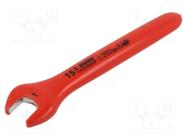 Wrench; insulated,single sided,spanner; 15mm; 110/2VDEDP