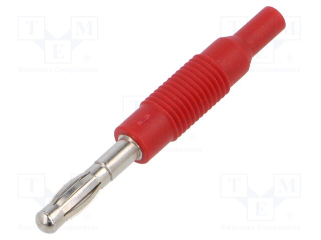 Connector: 4mm banana; plug; 6A; 30VAC; 60VDC; red; non-insulated