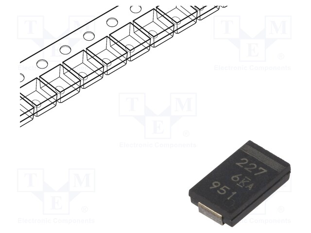 Capacitor: tantalum-polymer; 220uF; 6.3VDC; Case: V; 2917; ESR: 25mΩ