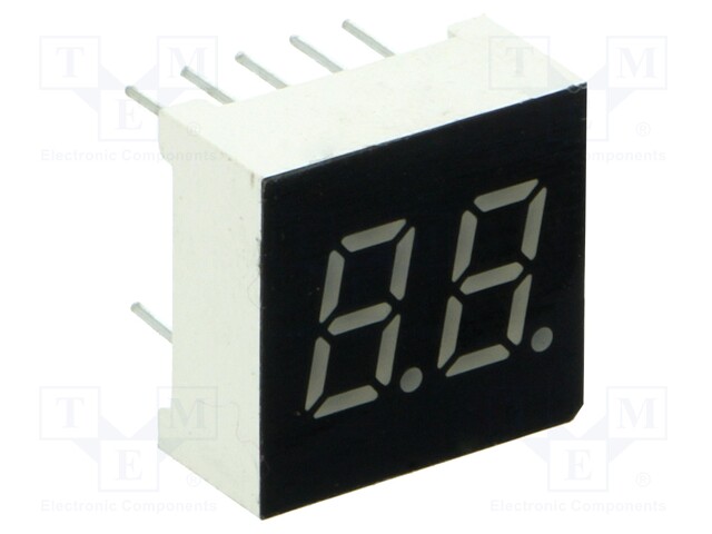 Display: LED; 7-segment; 7.6mm; 0.3"; No.char: 2; red; 1÷1.8mcd