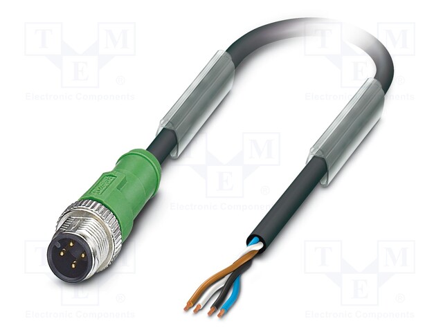 Connection lead; M12; PIN: 4; straight; 1.5m; plug; 250VAC; 4A; male