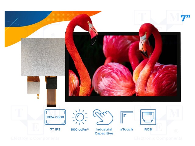 Display: TFT; 7"; 1024x600; Window dimensions: 154.21x85.92mm