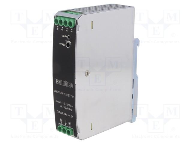 Power supply: switched-mode; 120W; 85÷305VAC; 24VDC; Iout: 5A; 90%