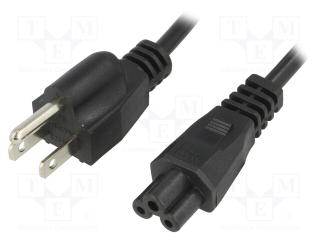 Cable; NEMA 5-15 (B) plug,IEC C5 female; 1.5m; black; PVC; 2.5A