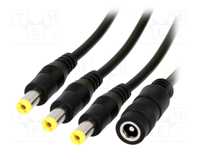 Cable; DC 5,5/2,1 socket,DC 5,5/2,1 plug x3; straight; 0.5mm2