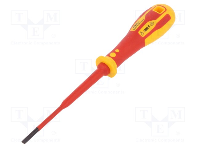 Screwdriver; insulated,slim; slot; 3,5x0,6mm; Blade length: 100mm