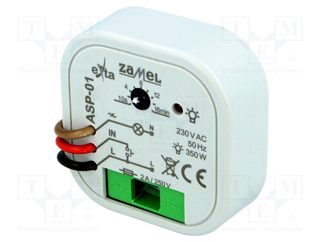 Staircase timer; IP20; 230VAC; 50x50x18mm; in mounting box