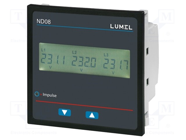 Meter; on panel; LCD; True RMS; Interface: RS485; 60÷300VAC; 1/5A