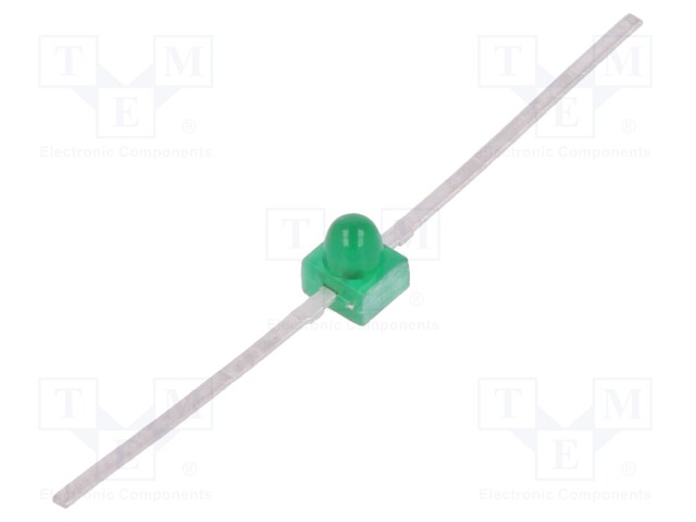 LED; 1.65mm; green; axial; 1÷2mcd; 90°; Front: convex; 5V; THT