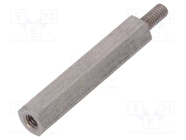 Screwed spacer sleeve; Int.thread: M2,5; 25mm; Ext.thread: M2,5