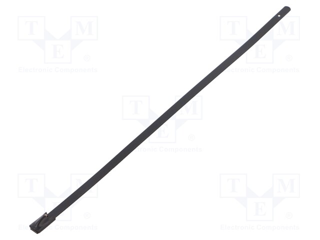 Cable tie; L: 200mm; W: 4.6mm; stainless steel; 445N; Colour: black