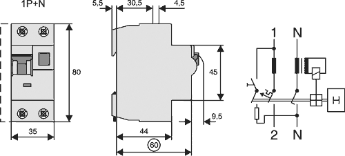 RCBO breaker; Inom: 13A; Ires: 300mA; Max surge current: 250A; 230V