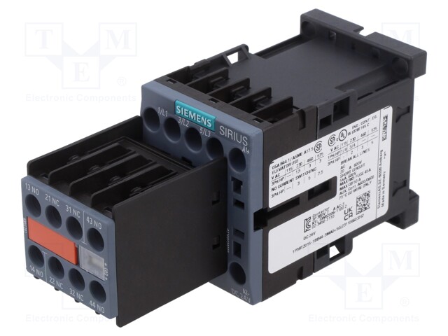 Relay Contactor, 3RT2 Series, 3PST-NO, 3P, 4.9 A, 4 kW, 690 VAC