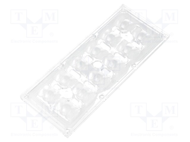 LED lens; rectangular; transparent; 29÷116°; H: 13.1mm