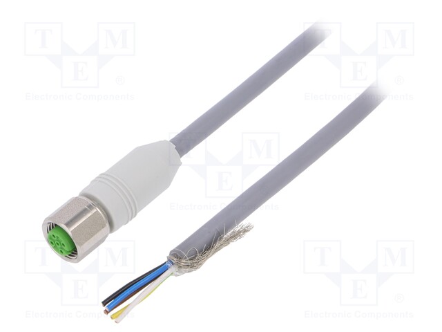 Connection lead; M12; PIN: 5; straight; 3m; plug; 60VAC; -25÷80°C