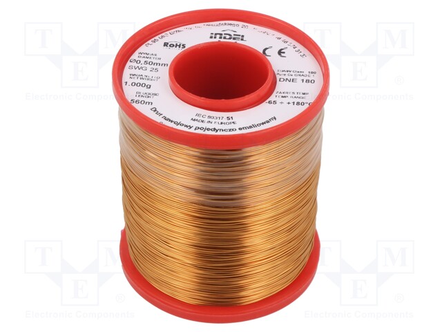 Coil wire; single coated enamelled; 0.5mm; 1kg; -65÷180°C