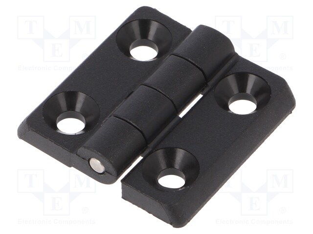 Hinge; Width: 30mm; polyamide; black; H: 30mm; Holes no: 4