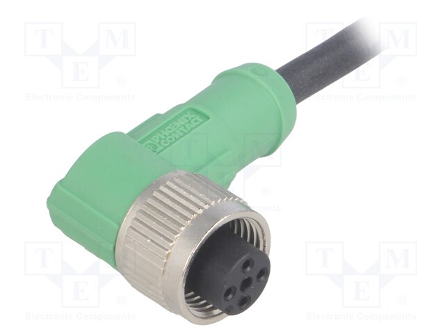 Connection lead; M12; PIN: 4; angled; 10m; plug; 250VAC; 4A; -25÷90°C