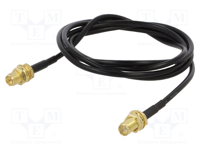 Cable; 50Ω; 1m; RP-SMA female,SMA socket; black; straight