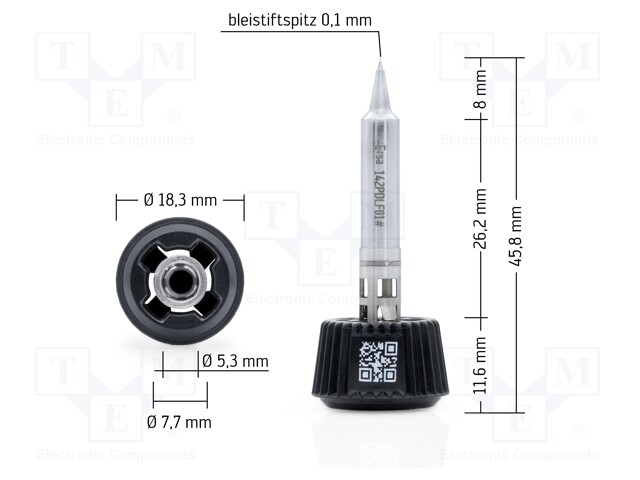 Tip; pin; 0.1mm; longlife; for soldering station; ERSA-0ICT1000A