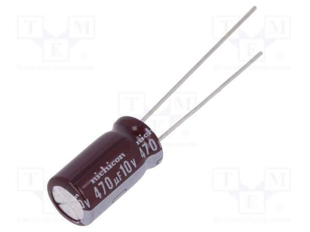 Capacitor: electrolytic; low impedance; THT; 470uF; 10VDC; Ø8x15mm