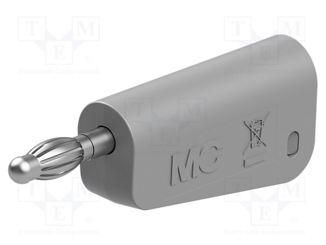 Plug; 4mm banana; 19A; 30VAC; 60VDC; grey; nickel plated; 1mm2