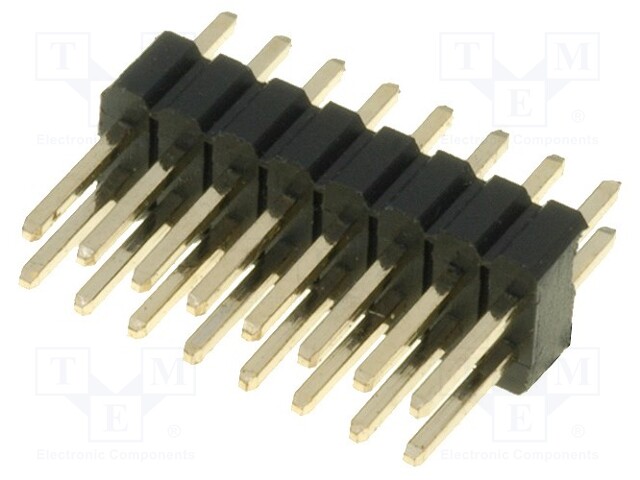 Pin header; pin strips; male; PIN: 16; straight; 1.27mm; THT; 2x8