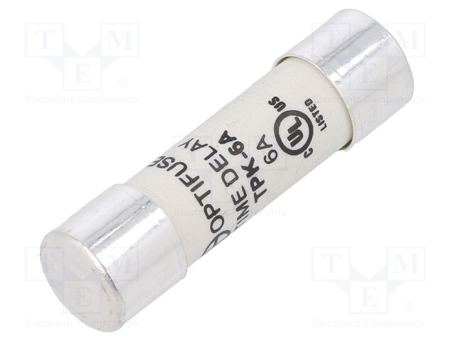 Fuse: fuse; time-lag; 6A; 500VAC; cylindrical,industrial